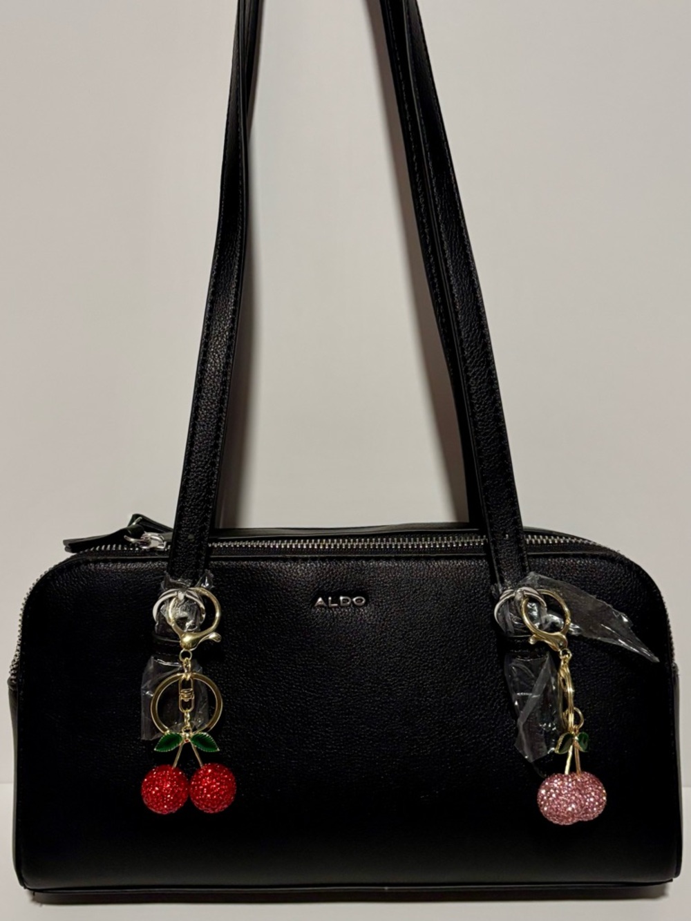 ALDO Black Shoulder Bag with Cherry Charms